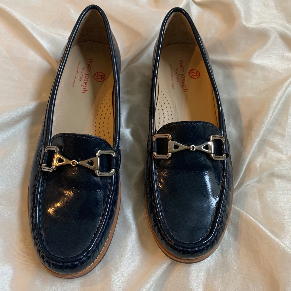 Marc Joseph New York Blue Patent Leather Loafers sz 8.5